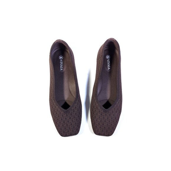 VIVAIA SHOES Size 9 Brown Chain Margot 2 Square Toe Flats Size 40.5 - Picture 1 of 11